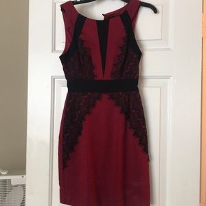Beautiful red dress with black lace details